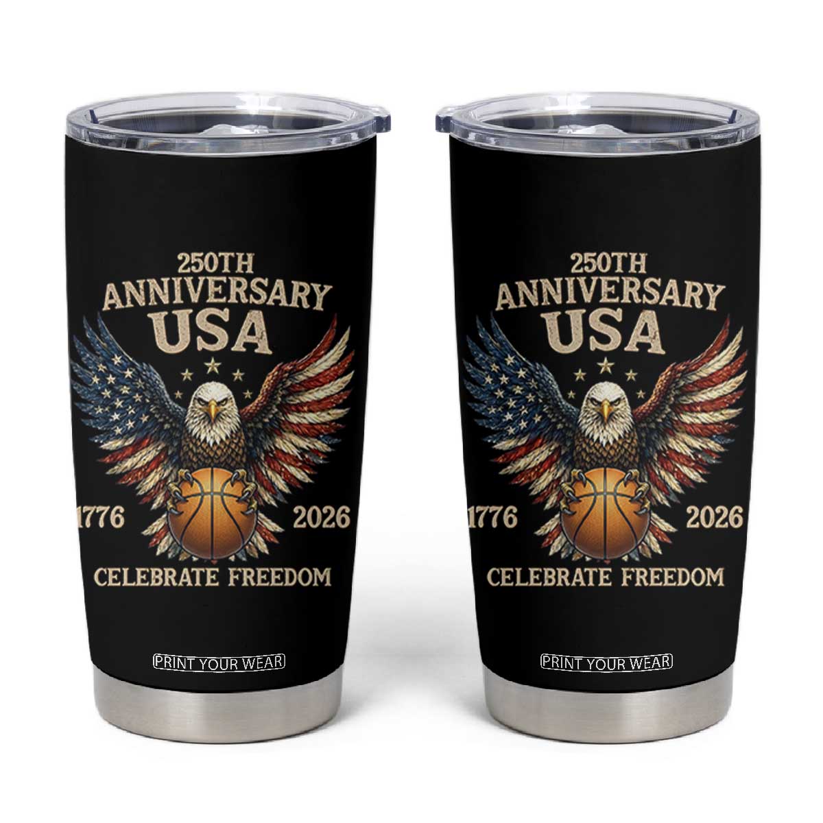 250 Years Of Freedom Basketball Tumbler Cup Patriotic Athlete Gift TS12 Black Print Your Wear