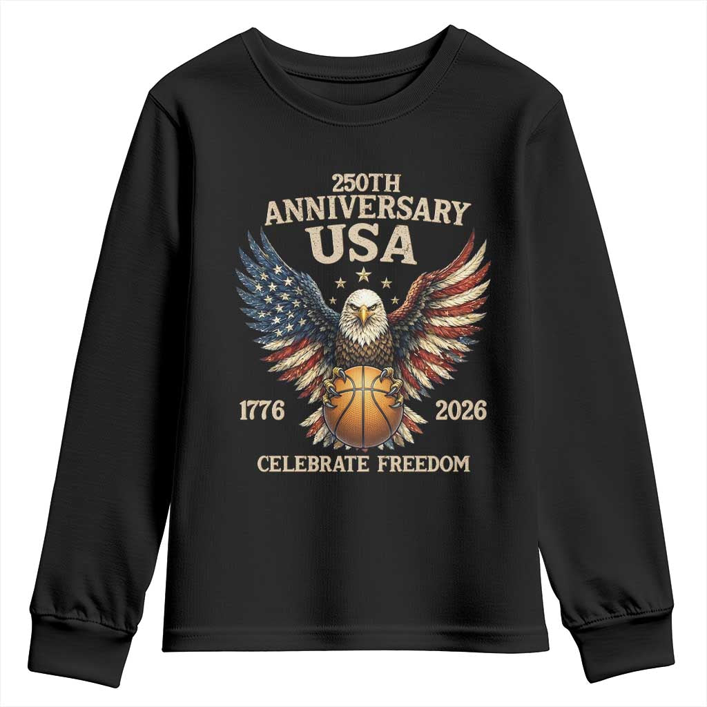 250 Years Of Freedom Basketball Youth Sweatshirt Patriotic Athlete Gift TS12 Black Print Your Wear