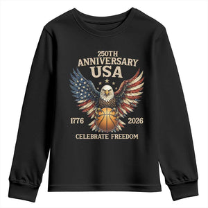 250 Years Of Freedom Basketball Youth Sweatshirt Patriotic Athlete Gift TS12 Black Print Your Wear