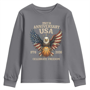 250 Years Of Freedom Basketball Youth Sweatshirt Patriotic Athlete Gift TS12 Charcoal Print Your Wear