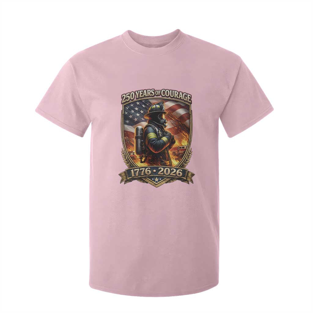 Firefighter USA 250th Anniversary Gift T Shirt For Kid 250 Years Of Courage TS12 Light Pink Print Your Wear