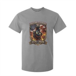 Firefighter USA 250th Anniversary Gift T Shirt For Kid 250 Years Of Courage TS12 Sport Gray Print Your Wear