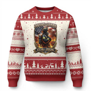 Firefighter USA 250th Anniversary Gift Ugly Christmas Sweater 250 Years Of Courage TS12 Beige Red Print Your Wear