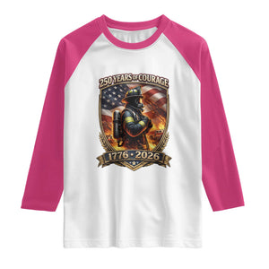 Firefighter USA 250th Anniversary Gift Raglan Shirt 250 Years Of Courage TS12 White Heliconia Print Your Wear