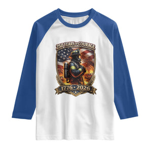 Firefighter USA 250th Anniversary Gift Raglan Shirt 250 Years Of Courage TS12 White Royal Print Your Wear
