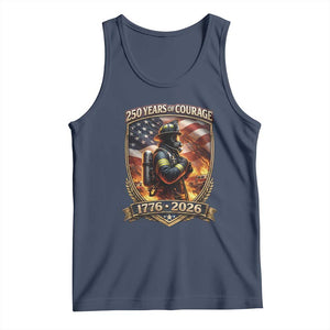 Firefighter USA 250th Anniversary Gift Tank Top 250 Years Of Courage TS12 Navy Print Your Wear
