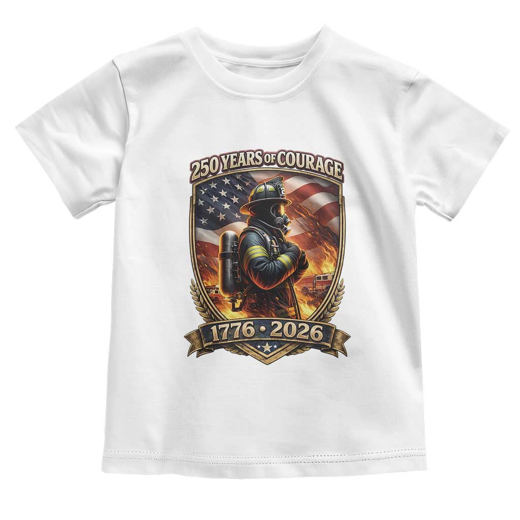 Firefighter USA 250th Anniversary Gift Toddler T Shirt 250 Years Of Courage TS12 White Print Your Wear
