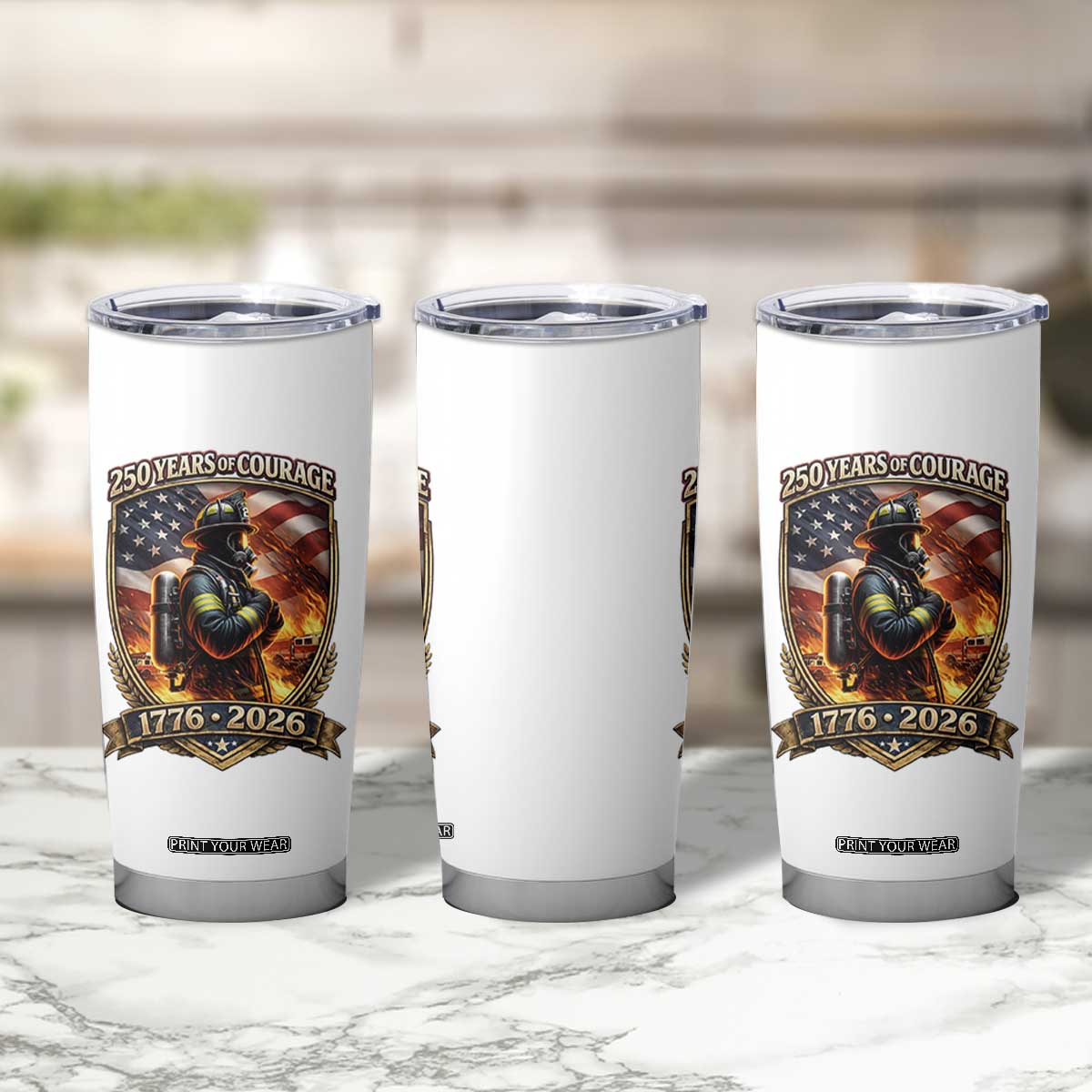 Firefighter USA 250th Anniversary Gift Tumbler Cup 250 Years Of Courage TS12 Print Your Wear