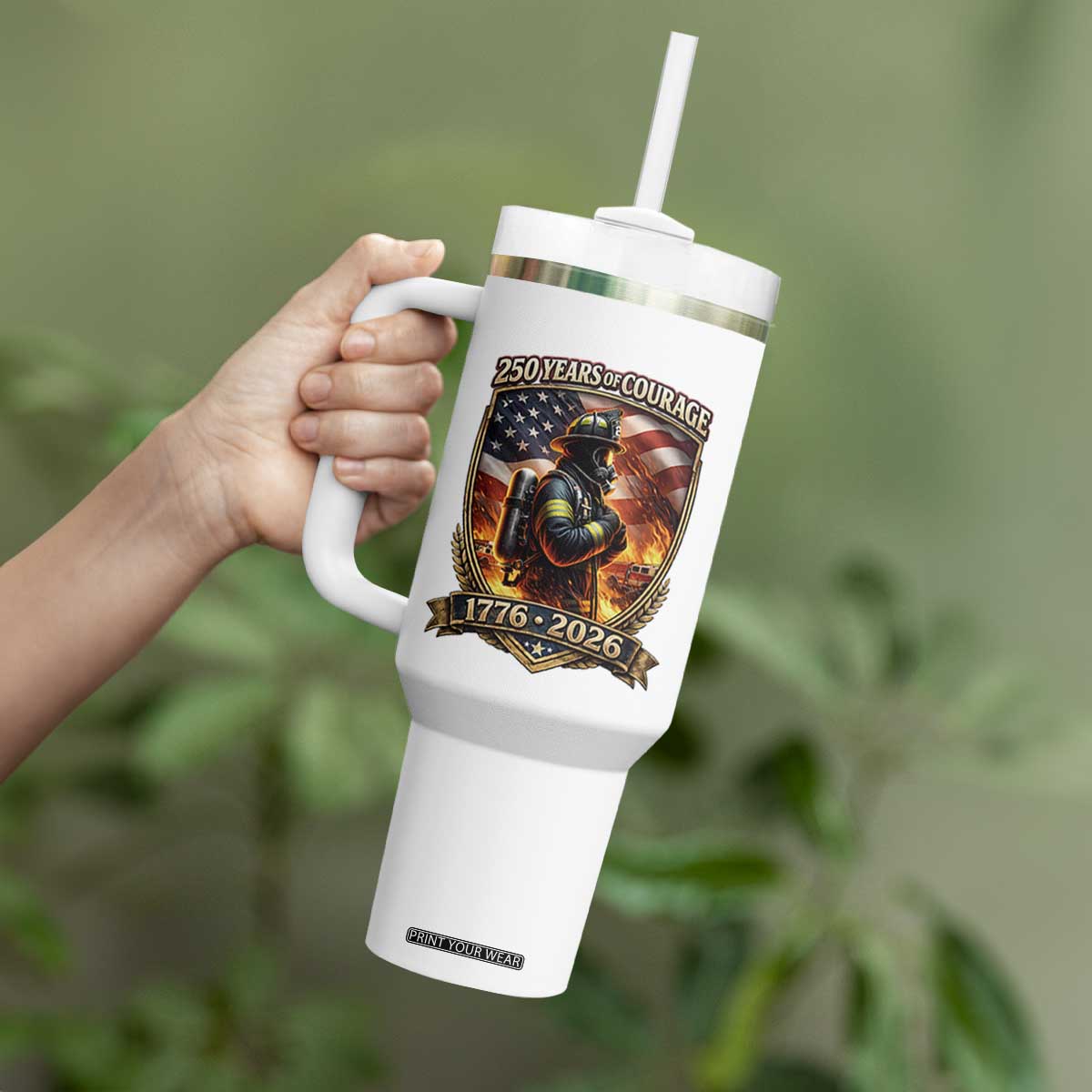 Firefighter USA 250th Anniversary Gift Tumbler With Handle 250 Years Of Courage TS12 Print Your Wear
