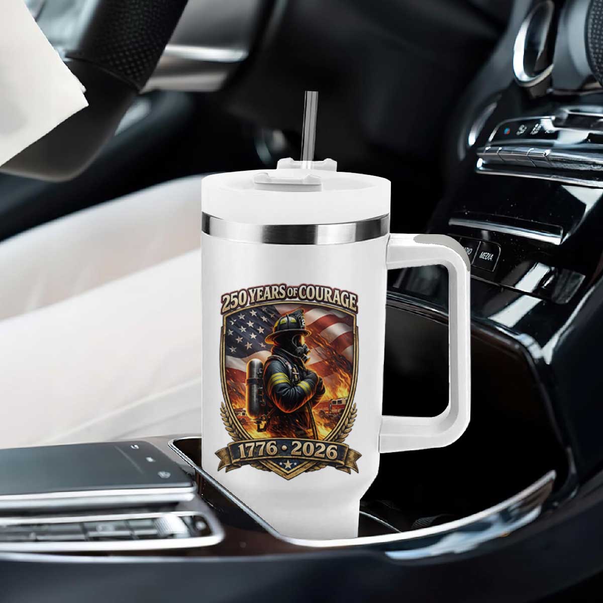 Firefighter USA 250th Anniversary Gift Tumbler With Handle 250 Years Of Courage TS12 Print Your Wear