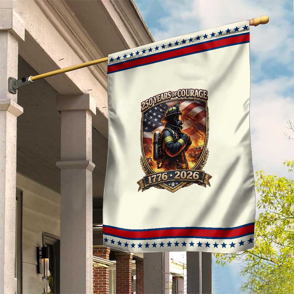 Firefighter USA 250th Anniversary Gift Patriotic Garden Flag 250 Years Of Courage TS12 Modern Beige Red Print Your Wear