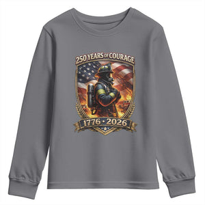 Firefighter USA 250th Anniversary Gift Youth Sweatshirt 250 Years Of Courage TS12 Charcoal Print Your Wear