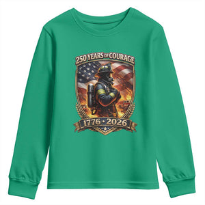 Firefighter USA 250th Anniversary Gift Youth Sweatshirt 250 Years Of Courage TS12 Irish Green Print Your Wear