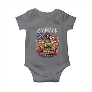 Patriotic Firefighter 250 Years Of Courage USA Anniversary Gift Baby Onesie TS12 Charcoal Print Your Wear