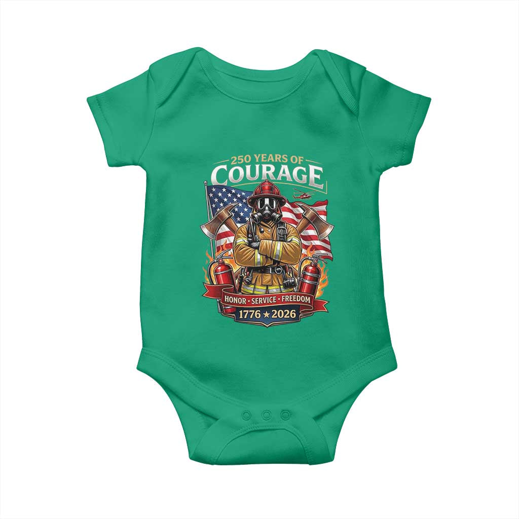 Patriotic Firefighter 250 Years Of Courage USA Anniversary Gift Baby Onesie TS12 Irish Green Print Your Wear