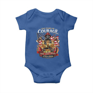 Patriotic Firefighter 250 Years Of Courage USA Anniversary Gift Baby Onesie TS12 Royal Blue Print Your Wear