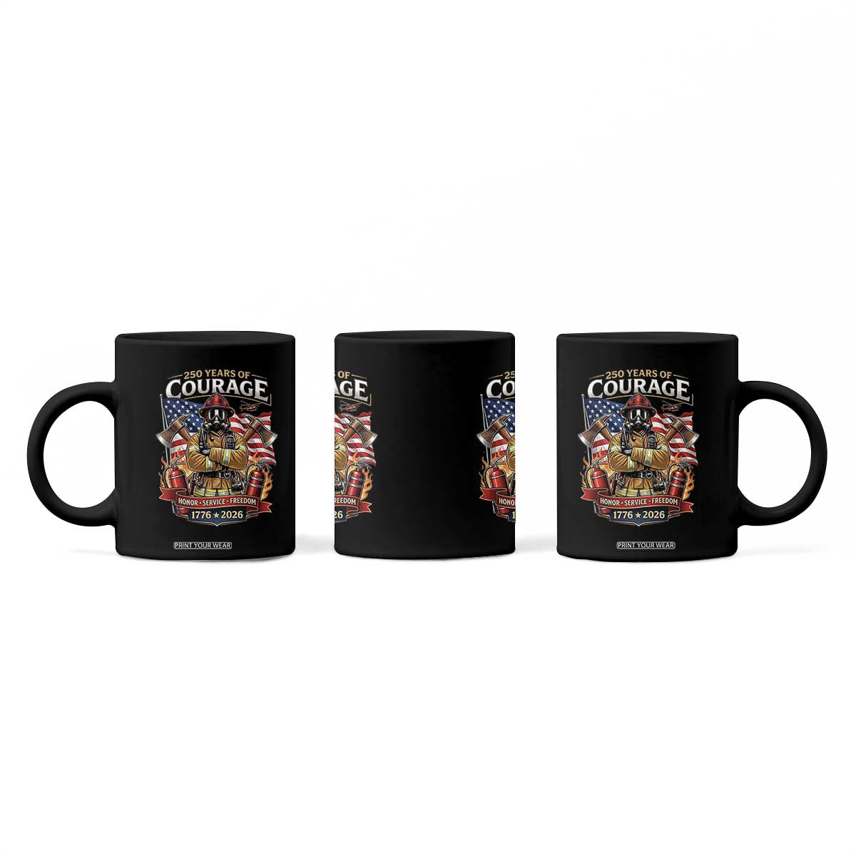 Patriotic Firefighter 250 Years Of Courage USA Anniversary Gift Coffee Mug TS12 Print Your Wear