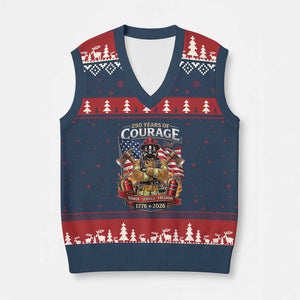 Patriotic Firefighter 250 Years Of Courage USA Anniversary Gift V-Neck Knit Sweater Vest TS12 Navy Red Print Your Wear