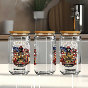 Patriotic Firefighter 250 Years Of Courage USA Anniversary Gift Glass Can TS12 Print Your Wear