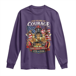 Patriotic Firefighter 250 Years Of Courage USA Anniversary Gift Long Sleeve Shirt TS12 Purple Print Your Wear
