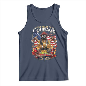 Patriotic Firefighter 250 Years Of Courage USA Anniversary Gift Tank Top TS12 Navy Print Your Wear