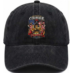 Patriotic Firefighter 250 Years Of Courage USA Anniversary Gift Washed Cotton Baseball Cap TS12 Print Your Wear