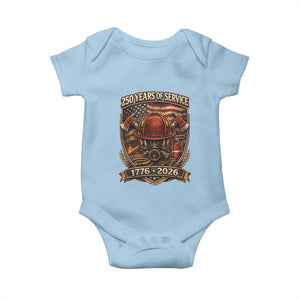 Patriotic Firefighter 250 Years Of Service USA Anniversary Gift Baby Onesie TS12 Light Blue Print Your Wear