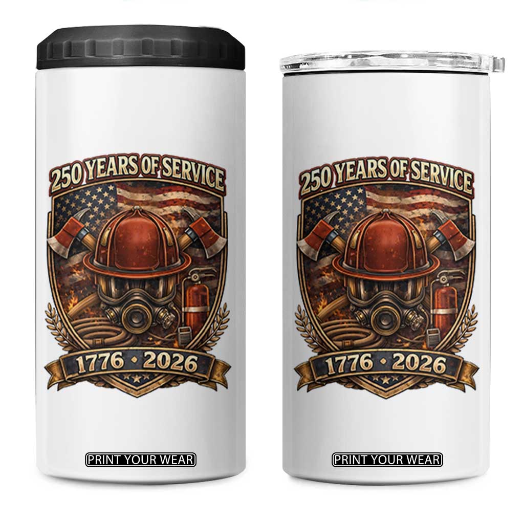 Patriotic Firefighter 250 Years Of Service USA Anniversary Gift 4 in 1 Can Cooler Tumbler TS12 One Size: 16 oz White Print Your Wear
