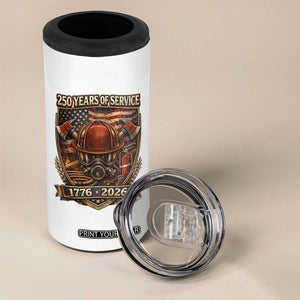 Patriotic Firefighter 250 Years Of Service USA Anniversary Gift 4 in 1 Can Cooler Tumbler TS12 Print Your Wear