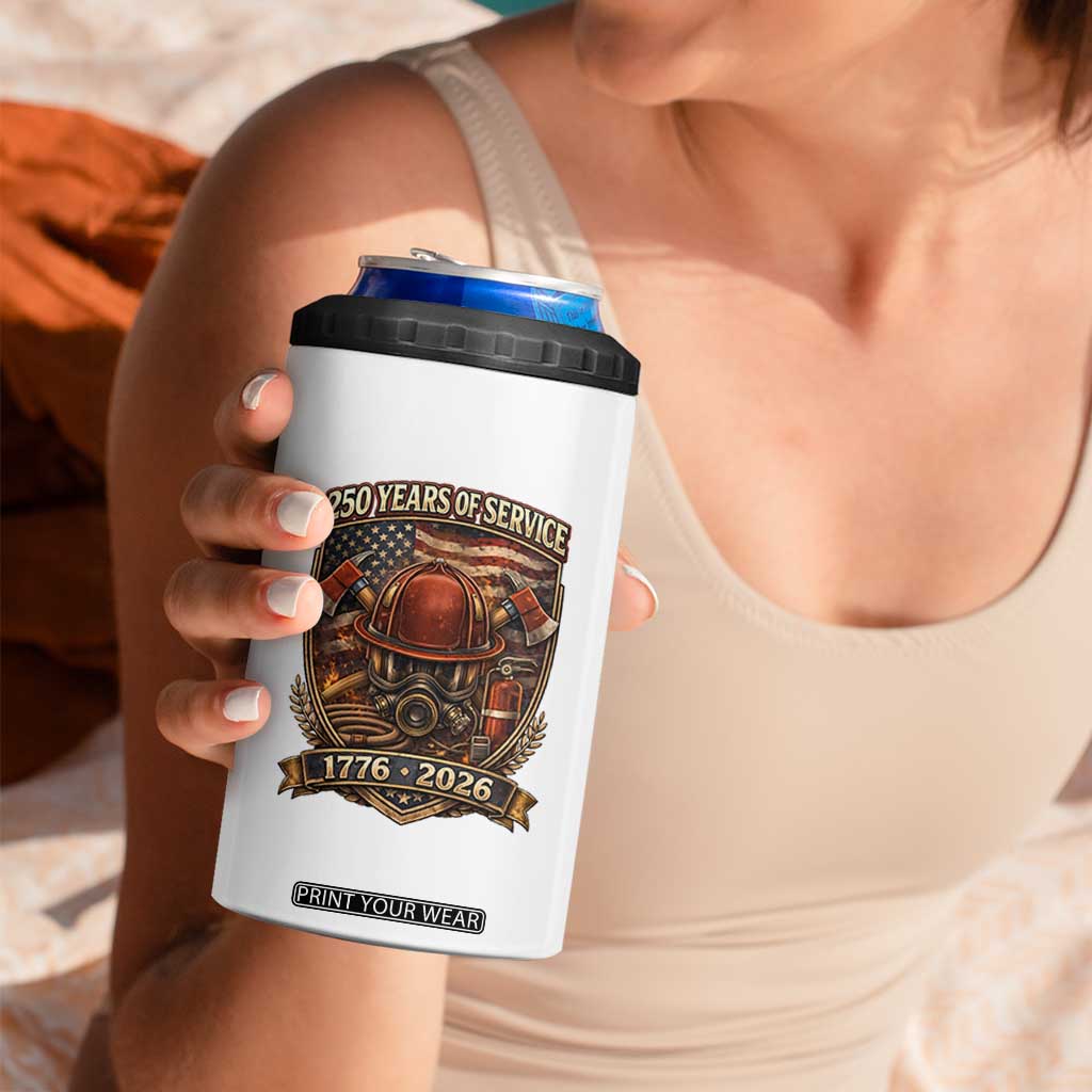 Patriotic Firefighter 250 Years Of Service USA Anniversary Gift 4 in 1 Can Cooler Tumbler TS12 Print Your Wear