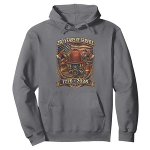 Patriotic Firefighter 250 Years Of Service USA Anniversary Gift Hoodie TS12 Charcoal Print Your Wear