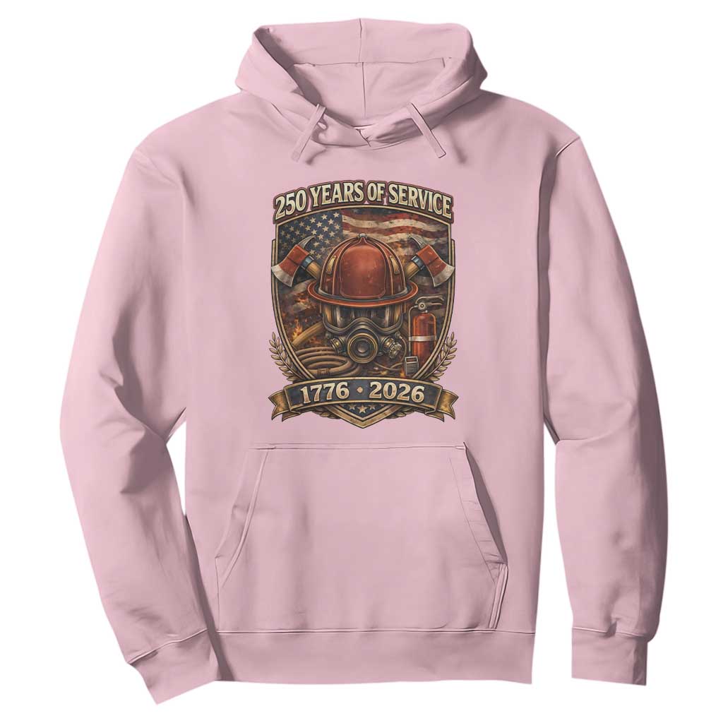 Patriotic Firefighter 250 Years Of Service USA Anniversary Gift Hoodie TS12 Light Pink Print Your Wear
