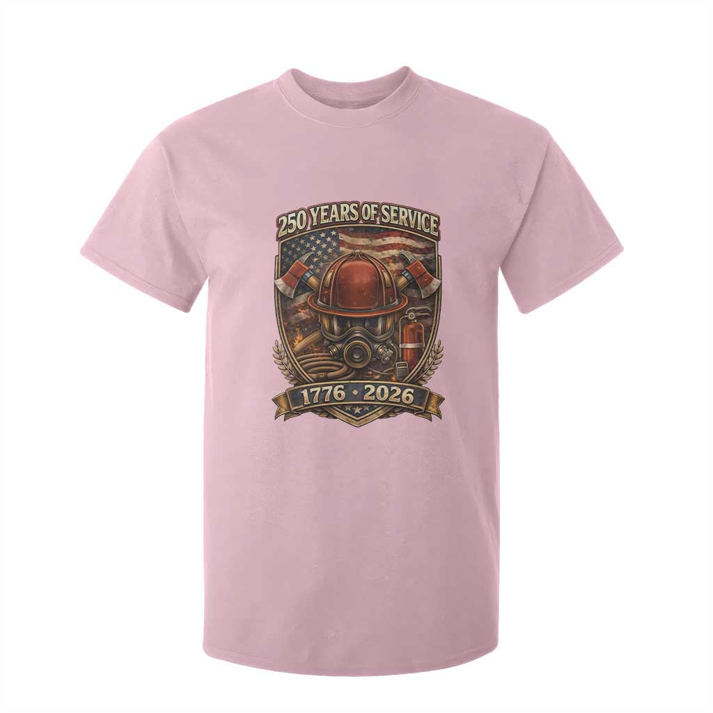 Patriotic Firefighter 250 Years Of Service USA Anniversary Gift T Shirt For Kid TS12 Light Pink Print Your Wear