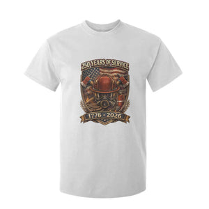 Patriotic Firefighter 250 Years Of Service USA Anniversary Gift T Shirt For Kid TS12 White Print Your Wear