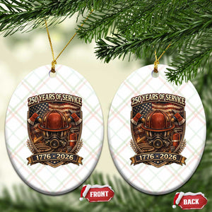 Patriotic Firefighter 250 Years Of Service USA Anniversary Gift Ceramic Ornament TS12 Print Your Wear