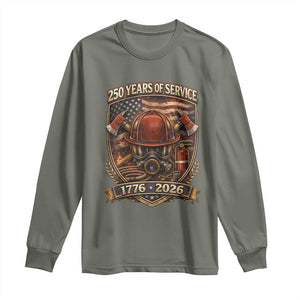 Patriotic Firefighter 250 Years Of Service USA Anniversary Gift Long Sleeve Shirt TS12 Military Green Print Your Wear
