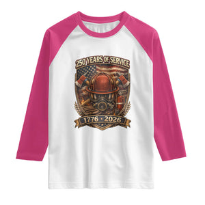 Patriotic Firefighter 250 Years Of Service USA Anniversary Gift Raglan Shirt TS12 White Heliconia Print Your Wear