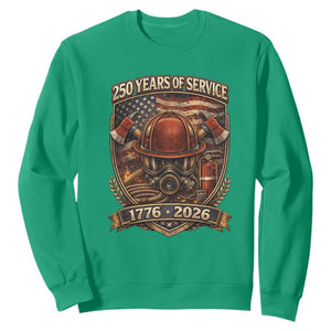 Patriotic Firefighter 250 Years Of Service USA Anniversary Gift Sweatshirt TS12 Irish Green Print Your Wear