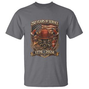 Patriotic Firefighter 250 Years Of Service USA Anniversary Gift T Shirt TS12 Charcoal Print Your Wear