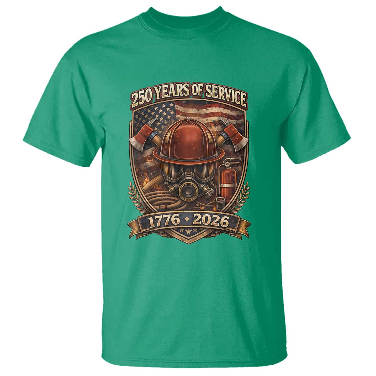 Patriotic Firefighter 250 Years Of Service USA Anniversary Gift T Shirt TS12 Irish Green Print Your Wear