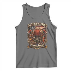 Patriotic Firefighter 250 Years Of Service USA Anniversary Gift Tank Top TS12 Black Heather Print Your Wear