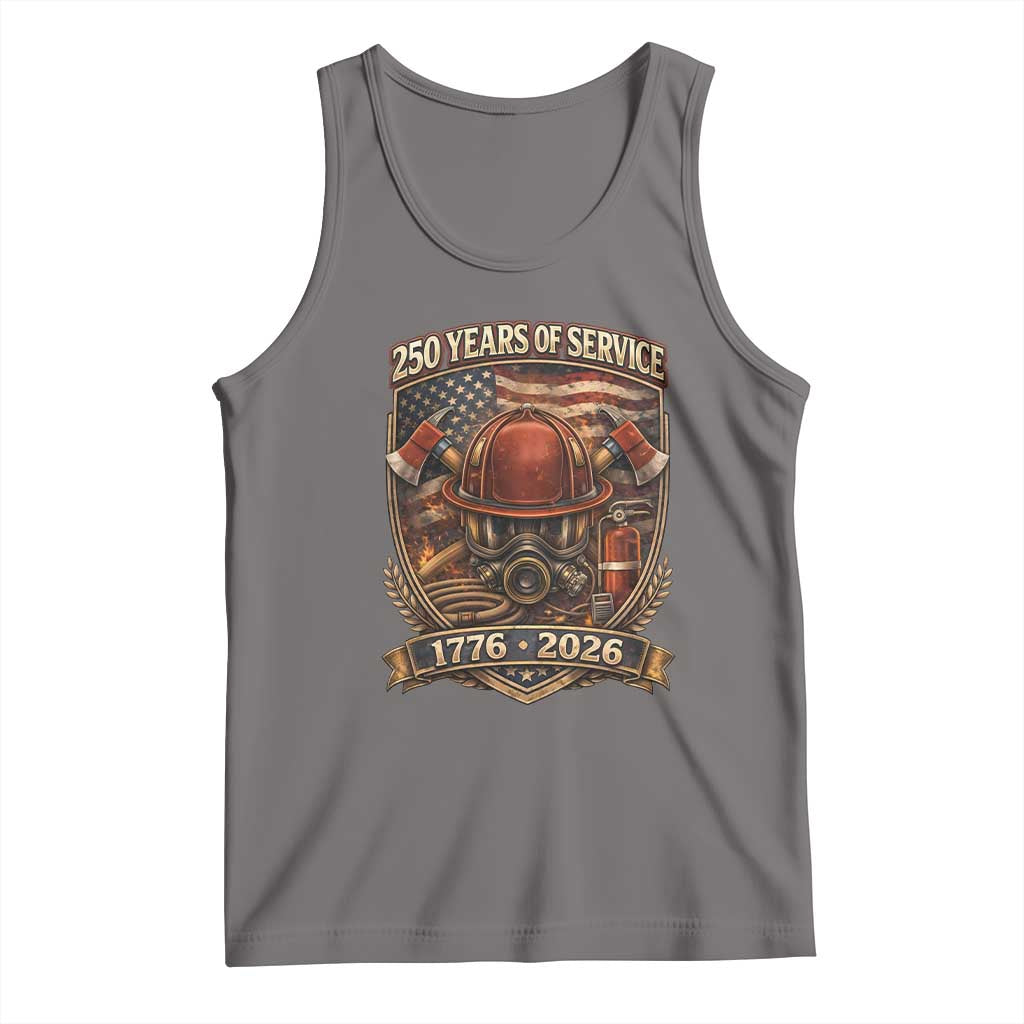 Patriotic Firefighter 250 Years Of Service USA Anniversary Gift Tank Top TS12 Deep Heather Print Your Wear