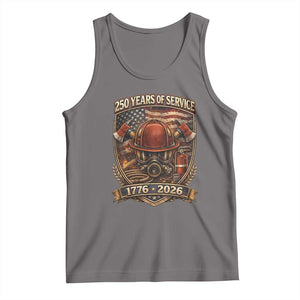 Patriotic Firefighter 250 Years Of Service USA Anniversary Gift Tank Top TS12 Deep Heather Print Your Wear