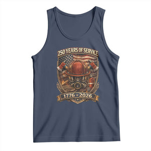 Patriotic Firefighter 250 Years Of Service USA Anniversary Gift Tank Top TS12 Navy Print Your Wear