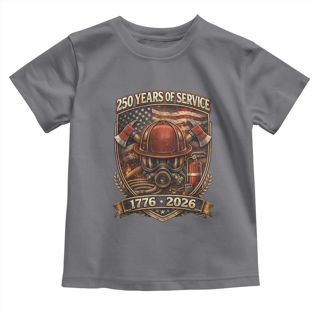 Patriotic Firefighter 250 Years Of Service USA Anniversary Gift Toddler T Shirt TS12 Charcoal Print Your Wear
