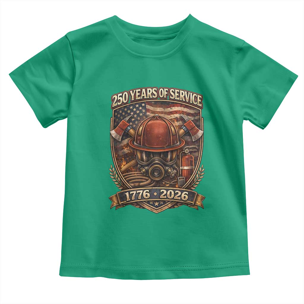 Patriotic Firefighter 250 Years Of Service USA Anniversary Gift Toddler T Shirt TS12 Irish Green Print Your Wear