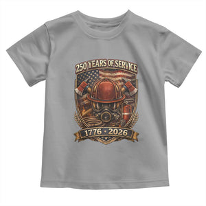 Patriotic Firefighter 250 Years Of Service USA Anniversary Gift Toddler T Shirt TS12 Sport Gray Print Your Wear
