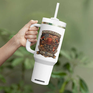 Patriotic Firefighter 250 Years Of Service USA Anniversary Gift Tumbler With Handle TS12 Print Your Wear