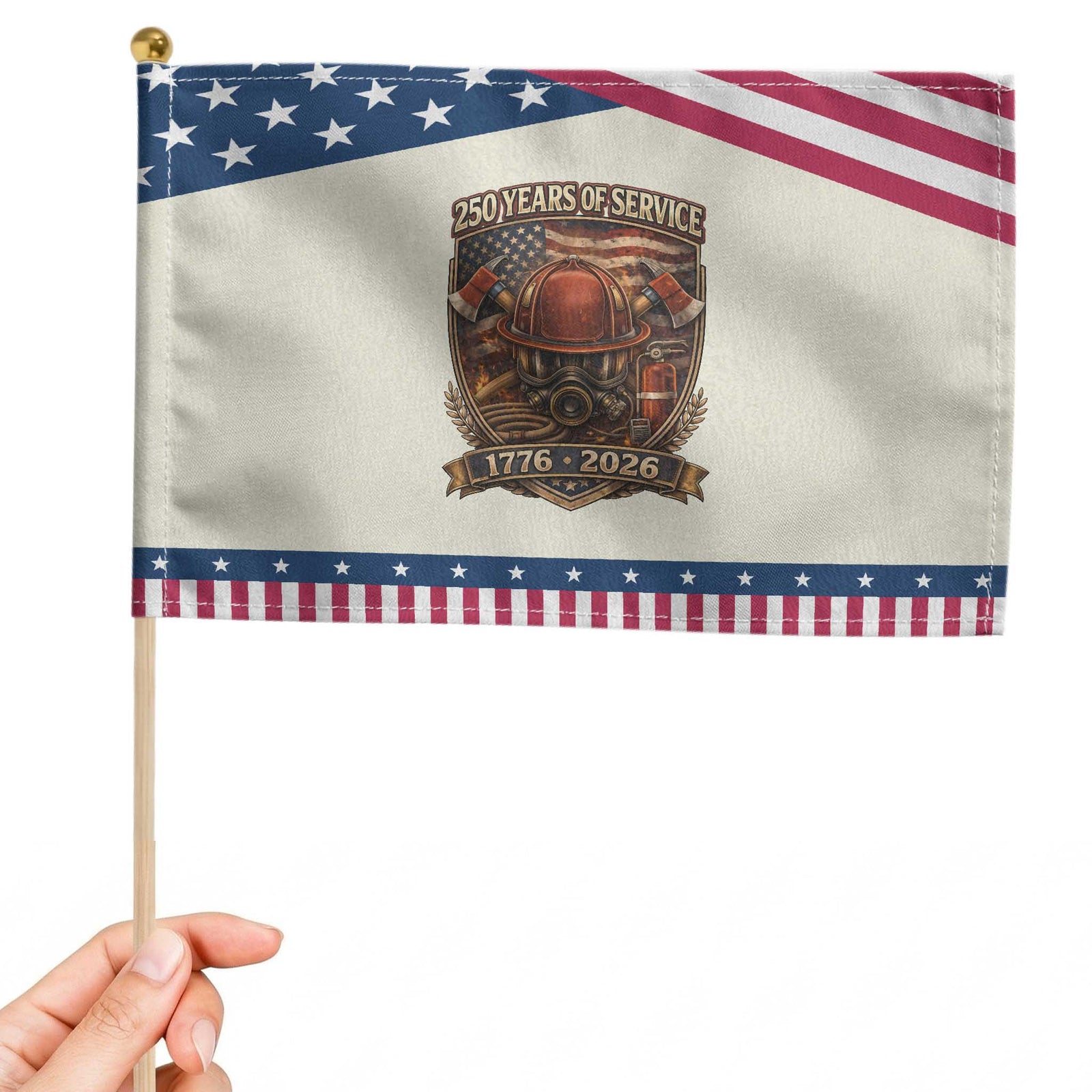Firefighter 250 Years Of Service USA Anniversary Gift Patriotic Handheld Flag TS12 Modern 8.2