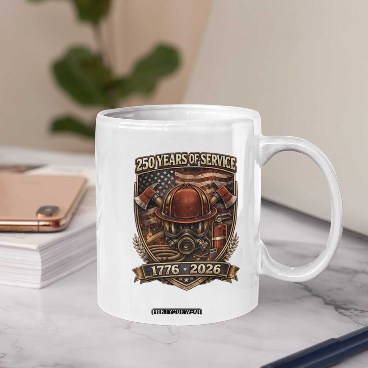 Patriotic Firefighter 250 Years Of Service USA Anniversary Gift Coffee Mug TS12 Print Your Wear